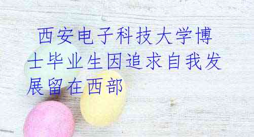 西安电子科技大学博士毕业生因追求自我发展留在西部
