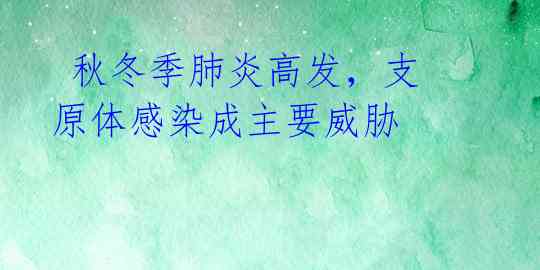 秋冬季肺炎高发,支原体感染成主要威胁