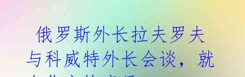 俄罗斯外长拉夫罗夫与科威特外长会谈,就合作交换意见