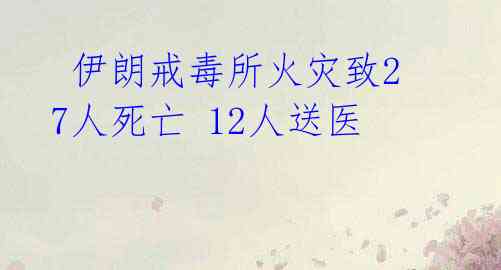  伊朗戒毒所火灾致27人死亡 12人送医 