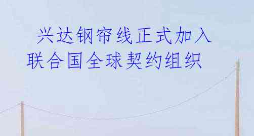 兴达钢帘线正式加入联合国全球契约组织