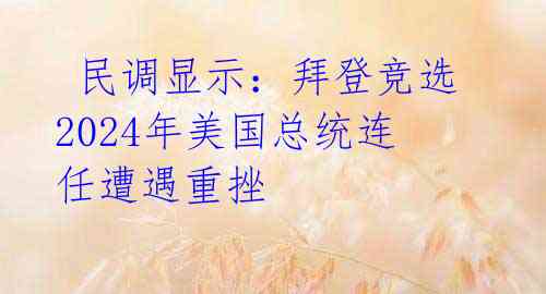  民调显示：拜登竞选2024年美国总统连任遭遇重挫 