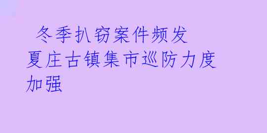 冬季扒窃案件频发 夏庄古镇集市巡防力度加强