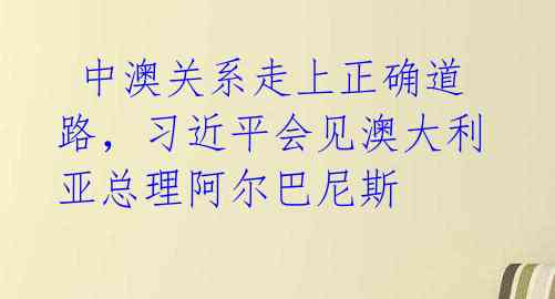  中澳关系走上正确道路，习近平会见澳大利亚总理阿尔巴尼斯 