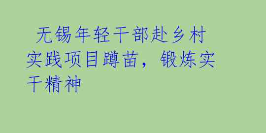  无锡年轻干部赴乡村实践项目蹲苗，锻炼实干精神