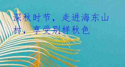 深秋时节,走进海东山村,享受别样秋色