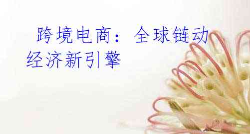 跨境电商:全球链动经济新引擎