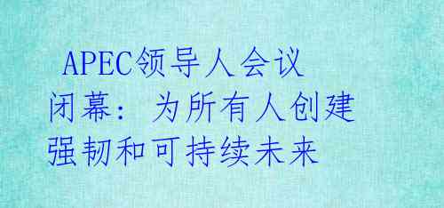 APEC领导人会议闭幕: 为所有人创建强韧和可持续未来