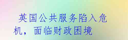 英国公共服务陷入危机,面临财政困境