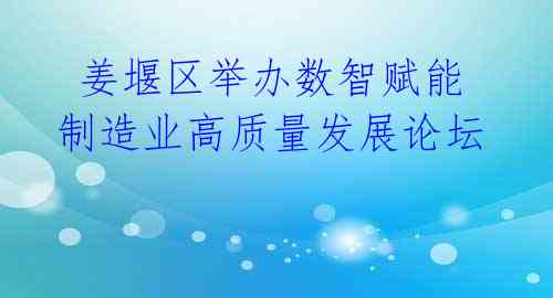  姜堰区举办数智赋能制造业高质量发展论坛 