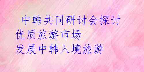  中韩共同研讨会探讨优质旅游市场 发展中韩入境旅游 