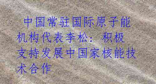 中国常驻国际原子能机构代表李松: 积极支持发展中国家核能技术合作