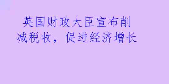  英国财政大臣宣布削减税收，促进经济增长 