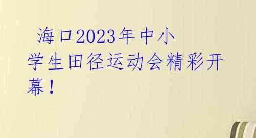 海口2023年中小学生田径运动会精彩开幕!