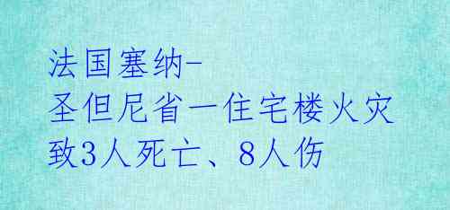 法国塞纳-圣但尼省一住宅楼火灾 致3人死亡、8人伤 