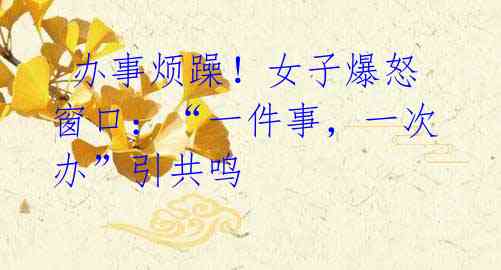 办事烦躁!女子爆怒窗口:“一件事,一次办”引共鸣