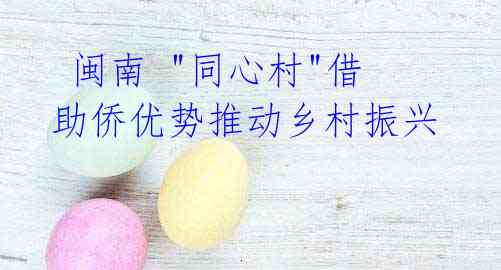 闽南 "同心村"借助侨优势推动乡村振兴