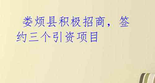 娄烦县积极招商,签约三个引资项目