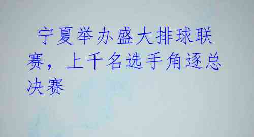 宁夏举办盛大排球联赛,上千名选手角逐总决赛