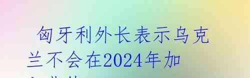  匈牙利外长表示乌克兰不会在2024年加入北约 