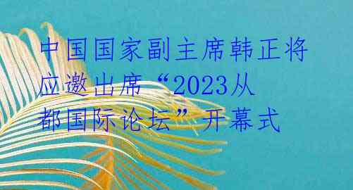 中国国家副主席韩正将应邀出席“2023从都国际论坛”开幕式 