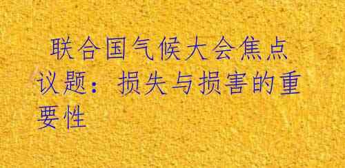 联合国气候大会焦点议题:损失与损害的重要性