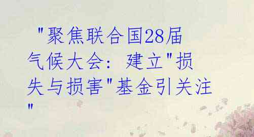 "聚焦联合国28届气候大会: 建立"损失与损害"基金引关注"