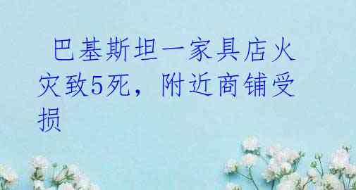  巴基斯坦一家具店火灾致5死，附近商铺受损 