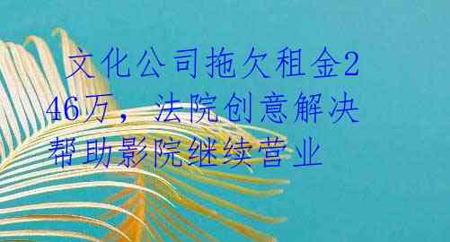  文化公司拖欠租金246万，法院创意解决帮助影院继续营业 