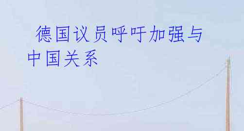 德国议员呼吁加强与中国关系