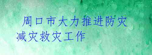 周口市大力推进防灾减灾救灾工作