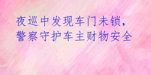 夜巡中发现车门未锁，警察守护车主财物安全 