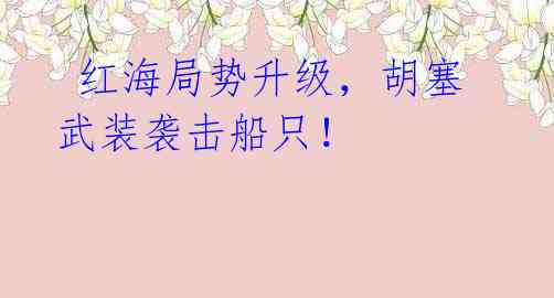 红海局势升级,胡塞武装袭击船只!