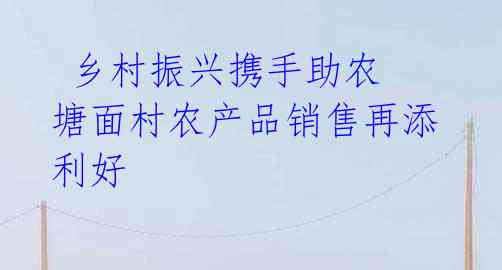 乡村振兴携手助农 塘面村农产品销售再添利好