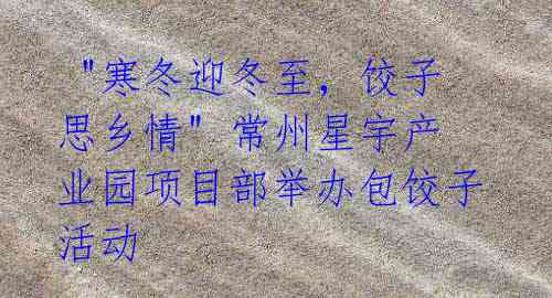"寒冬迎冬至,饺子思乡情" 常州星宇产业园项目部举办包饺子活动