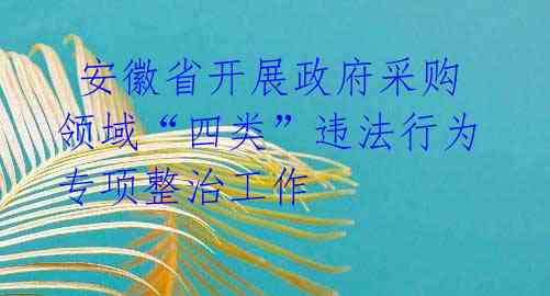  安徽省开展政府采购领域“四类”违法行为专项整治工作 