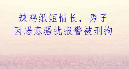 辣鸡纸短情长,男子因恶意骚扰报警被刑拘