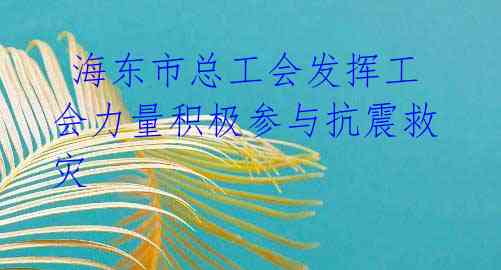 海东市总工会发挥工会力量积极参与抗震救灾