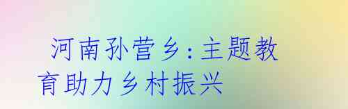 河南孙营乡:主题教育助力乡村振兴