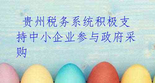 贵州税务系统积极支持中小企业参与政府采购