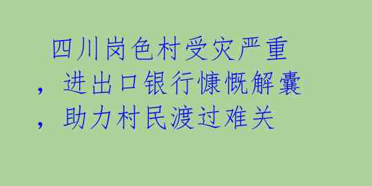 四川岗色村受灾严重,进出口银行慷慨解囊,助力村民渡过难关