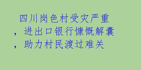  四川岗色村受灾严重，进出口银行慷慨解囊，助力村民渡过难关 