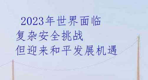  2023年世界面临复杂安全挑战 但迎来和平发展机遇 