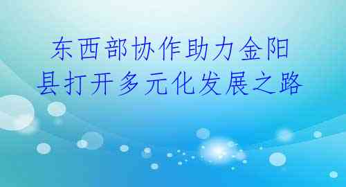  东西部协作助力金阳县打开多元化发展之路 