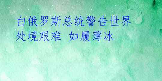 白俄罗斯总统警告世界处境艰难 如履薄冰  