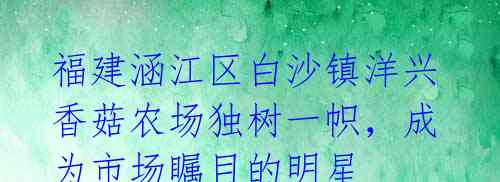 福建涵江区白沙镇洋兴香菇农场独树一帜，成为市场瞩目的明星 