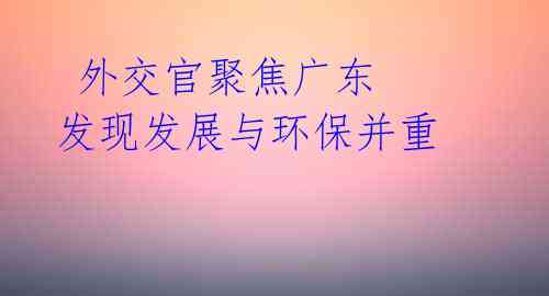  外交官聚焦广东 发现发展与环保并重 