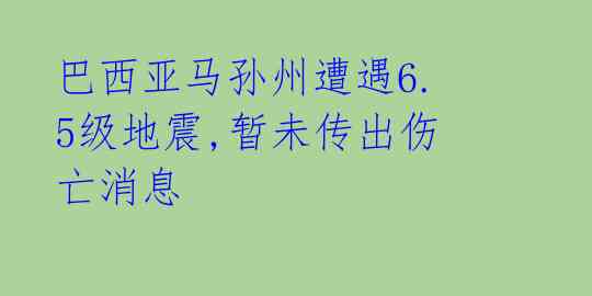 巴西亚马孙州遭遇6.5级地震,暂未传出伤亡消息 