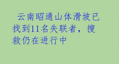  云南昭通山体滑坡已找到11名失联者，搜救仍在进行中